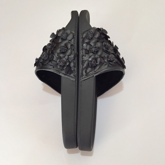 Stella Black Floral Embellished Slide Sandal NIB 6 - Picture 5 of 11